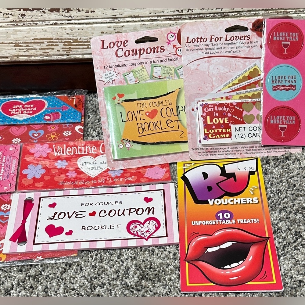 Adult Valentines Love Bundle of Romantic Love Coupon Booklet fun Set
